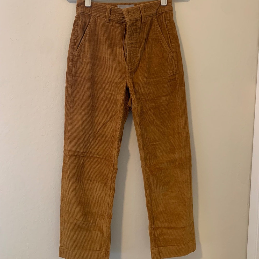 Size 2 Corduroy Everlane Straight Leg Pants, Cropped Ankle